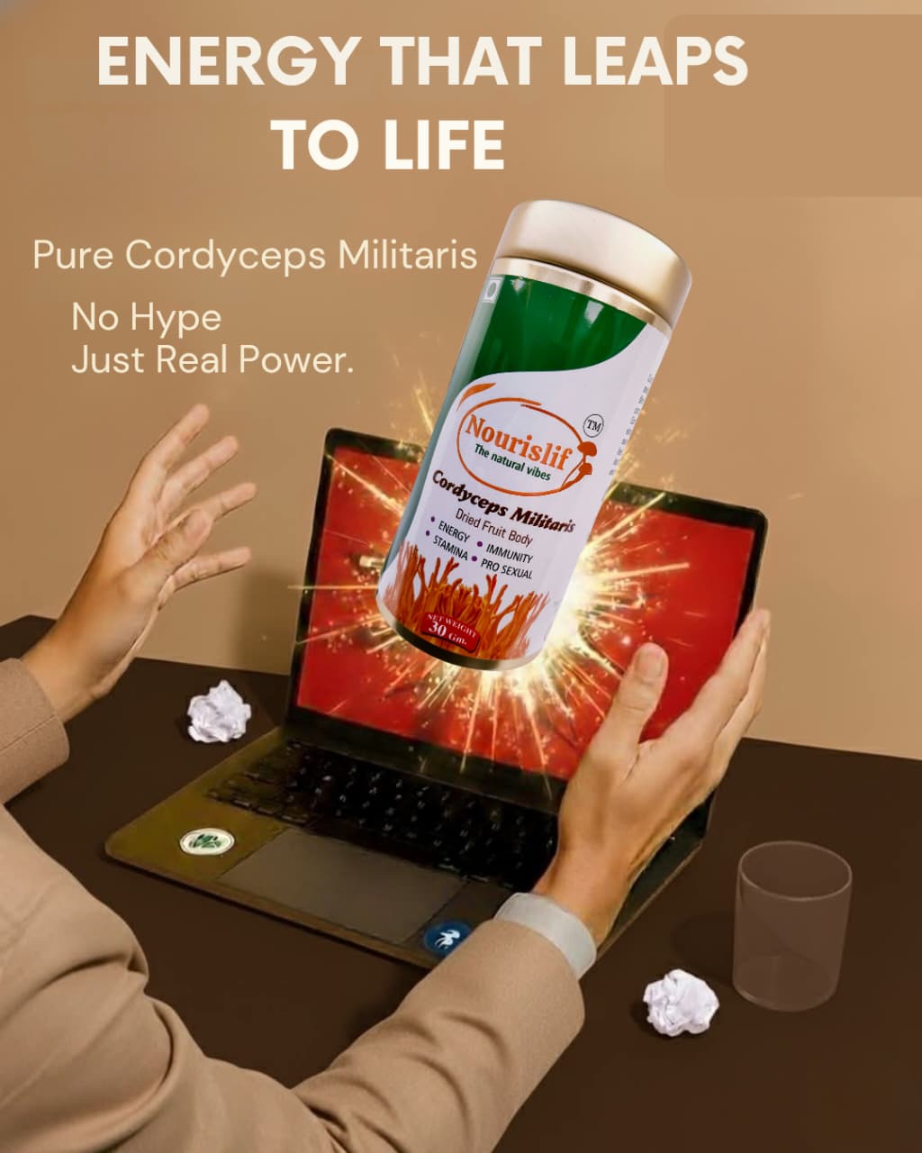 Premium Cordyceps Militaris (Keeda Jadi) 30gm – 100% Natural Himalayan Medicinal Mushroom